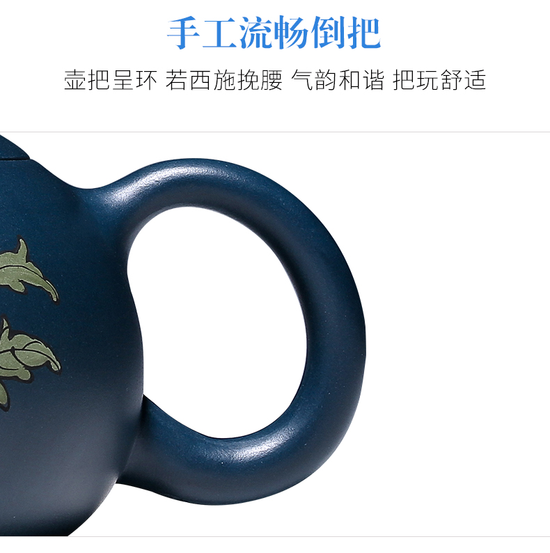 純手工紫砂壺，小巧琺瑯印花紫砂壺